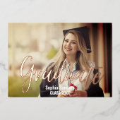 Photo of Graduation with Metallic relief 箔招待状 (正面)