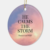 Photo of Pink Sky He Calms the Storm Bible Verse セラミックオーナメント (左)