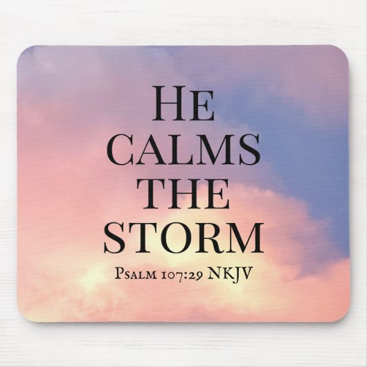 Photo of Pink Sky He Calms the Storm Bible Verse マウスパッド (正面)