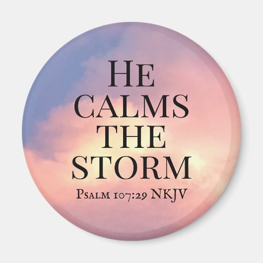Photo of Pink Sky He Calms the Storm Bible Verse マグネット (正面)
