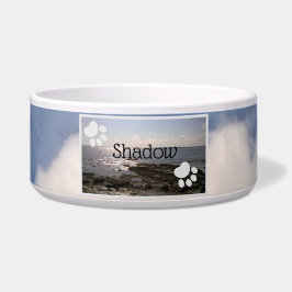 Photo of Sky and Sea Paw Prints Add Name of Dog ボウル