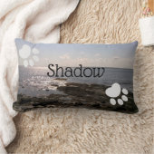 Photo of Sky and Sea Paw Prints Add Name of Dog ランバークッション (ブランケット)