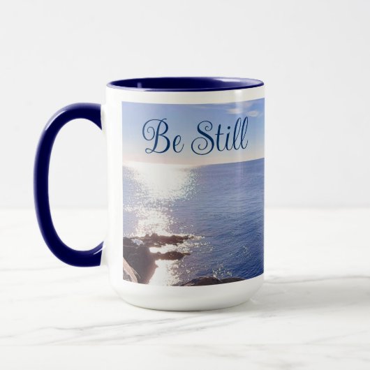 Photo of Still Blue Bible Verse Know God マグカップ (左)