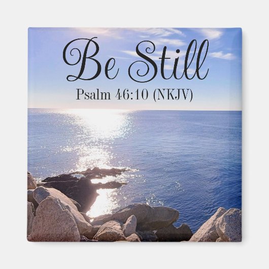 Photo of Still Blue Bible Verse Know God マグネット (正面)