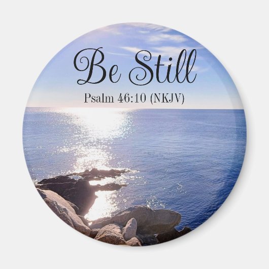 Photo of Still Blue Bible Verse Know God マグネット (正面)