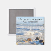 Photo of Stormy Sea He Calms the Storm Bible Verse マグネット (正面/裏面)