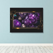 Photo of Striking Raw Gemstonesアメジスト キャンバスプリント (インサイチュ (ウッドフロア))