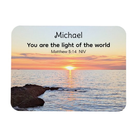 Photo of Sun and Bible Verse Name マグネット (横)