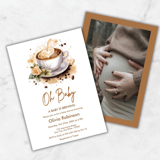 Photo Oh Baby A Baby is Brewing Coffee Baby Shower 招待状