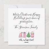 Photo Oh, What Fun Pink & Green Christmas シーズンカード (裏面)