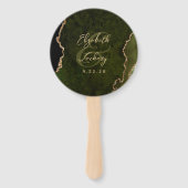 Photo Olive Green Gold Agate Script Wedding ハンドファン (裏面)