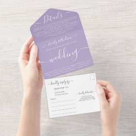 Photo on BackシンプルモダンLavender結婚's オールインワン招待状