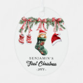 Photo on back 1st Christmas Baby メタルオーナメント (正面)