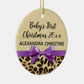 Photo on Back Girl Babys初めてのクリスマスLeopard セラミックオーナメント (右)