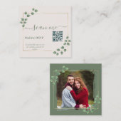 Photo Online QR Code Modern Minimalist Wedding エンクロージャーカード (正面/裏面)