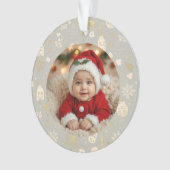 Photo Ornament – Gold Hearts, Bottles & Paw Prints オーナメント (正面)