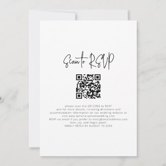 Photo Overlay Informal Script QR Code Wedding 招待状 (裏面)