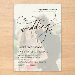 Photo Overlay Modern Elegant Calligraphy Wedding アクリル招待状