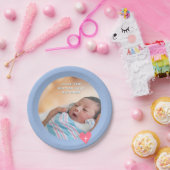 Photo Paper Plate Baptism Blue Shower ペーパープレート (パーティー)