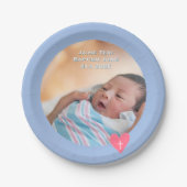 Photo Paper Plate Baptism Blue Shower ペーパープレート (正面)