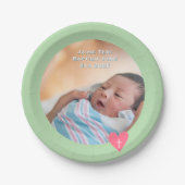Photo Paper Plate Baptism Green Shower ペーパープレート (正面)