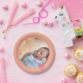 Photo Paper Plate Baptism Orange Shower ペーパープレート (パーティー)