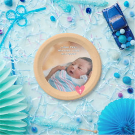 Photo Paper Plate Baptism Orange Shower ペーパープレート