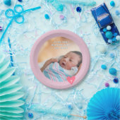 Photo Paper Plate Baptism Pink Shower ペーパープレート (パーティー)