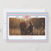 Photo Pastel Ribbon Pine Family Christmas シーズンカード (正面)