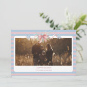 Photo Pastel Ribbon Pine Family Christmas シーズンカード (スタンド正面)