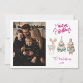 Photo Pastel Santa and Reindeer Christmas シーズンカード (正面)