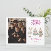 Photo Pastel Santa and Reindeer Christmas シーズンカード (スタンド正面)