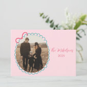 Photo Pastel Scalloped Frame Christmas シーズンカード (スタンド正面)