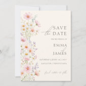 Photo Pastel Wildflowers Wedding Save the Date  招待状 (正面)