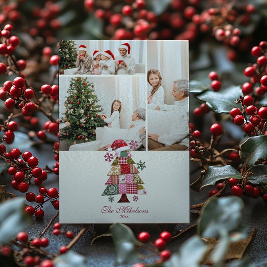 Photo Patchwork Christmas Tree Preppy シーズンカード