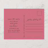 Photo Peach Blush, Burgundy Wedding Save the Date 案内ポストカード (裏面)