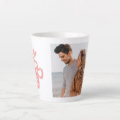 Photo Peach Pink Mug Hearts Stamp Love Latte Mug カフェラテマグ (正面)