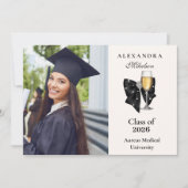 Photo Pearl Champagne Glass Graduation 案内状 (正面)