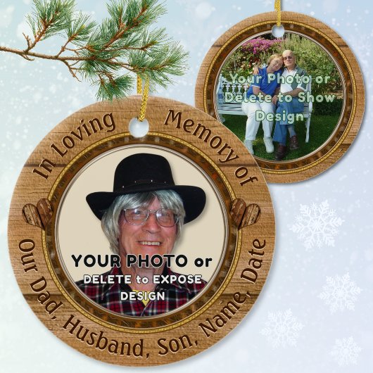Photo Personalized, Memorial Ornaments for Dad セラミックオーナメント