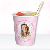 Photo Personalized, Pink Birthday Paper Cups 紙コップ