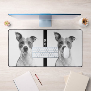 Photo Pets Dog Black & White Create Your Own デスクマット