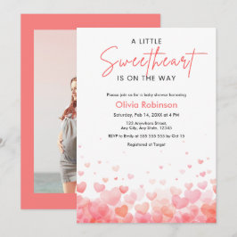 Photo Pink and Red A Little Sweetheart Baby Shower 招待状
