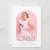 Photo Pink Bow Graduation Party 招待状 (裏面)