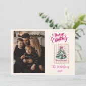 Photo Pink Bow Merry Christmas シーズンカード (スタンド正面)