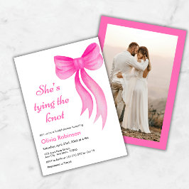 Photo Pink Bow She's Tying the Knot Bridal Shower  招待状