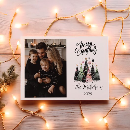 Photo Pink Forest Christmas シーズンカード