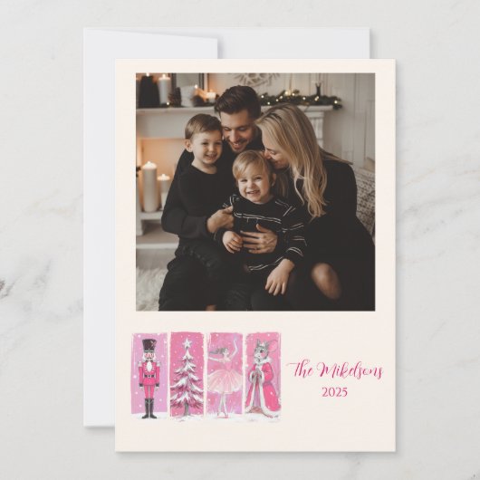 Photo Pink Nutcracker Ballet Christmas シーズンカード (正面)