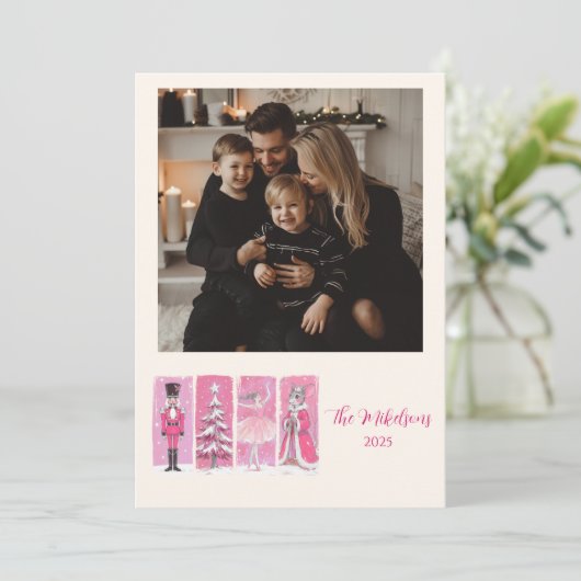 Photo Pink Nutcracker Ballet Christmas シーズンカード (スタンド正面)