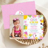 Photo Pink One In The Sun Pool 1st Birthday 招待状