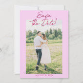 Photo Pink Raspberry Drawn Floral Save The Date セーブザデート (正面)